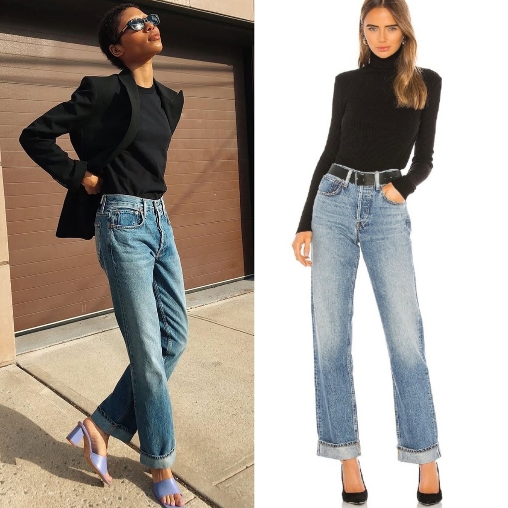 Re/Done Medium Speckle 90s Relaxed Long Straight Jeans